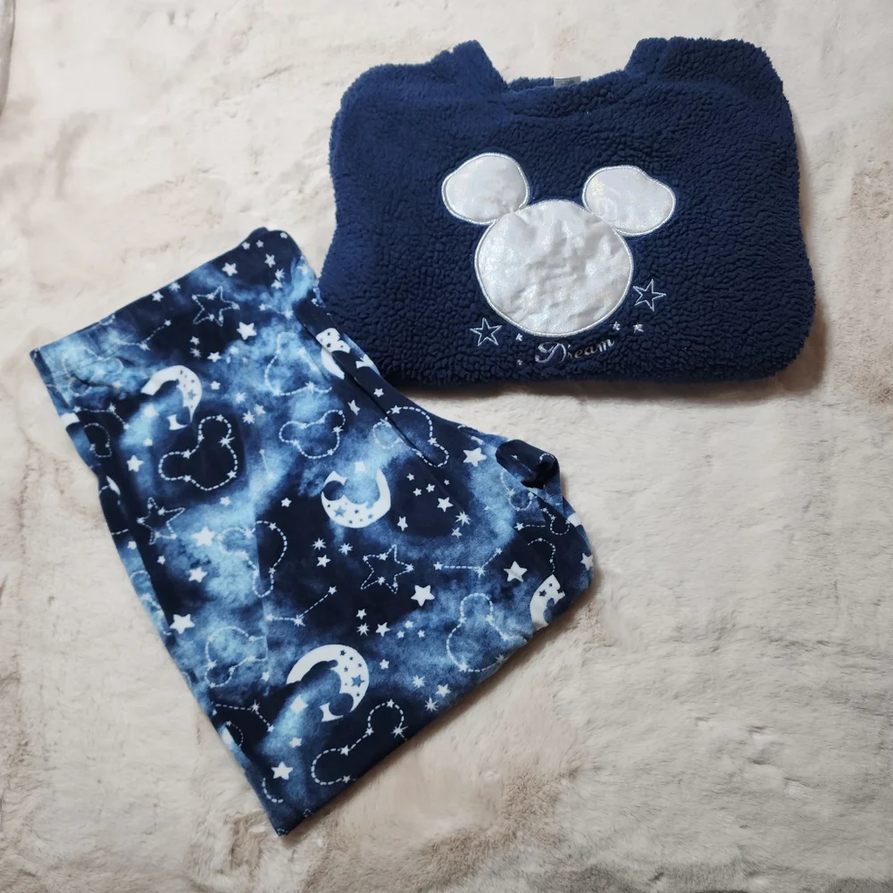 Disney Mickey Mouse Soft and Cozy 2 pc Blue and White PJ Pajama Set Size 2X